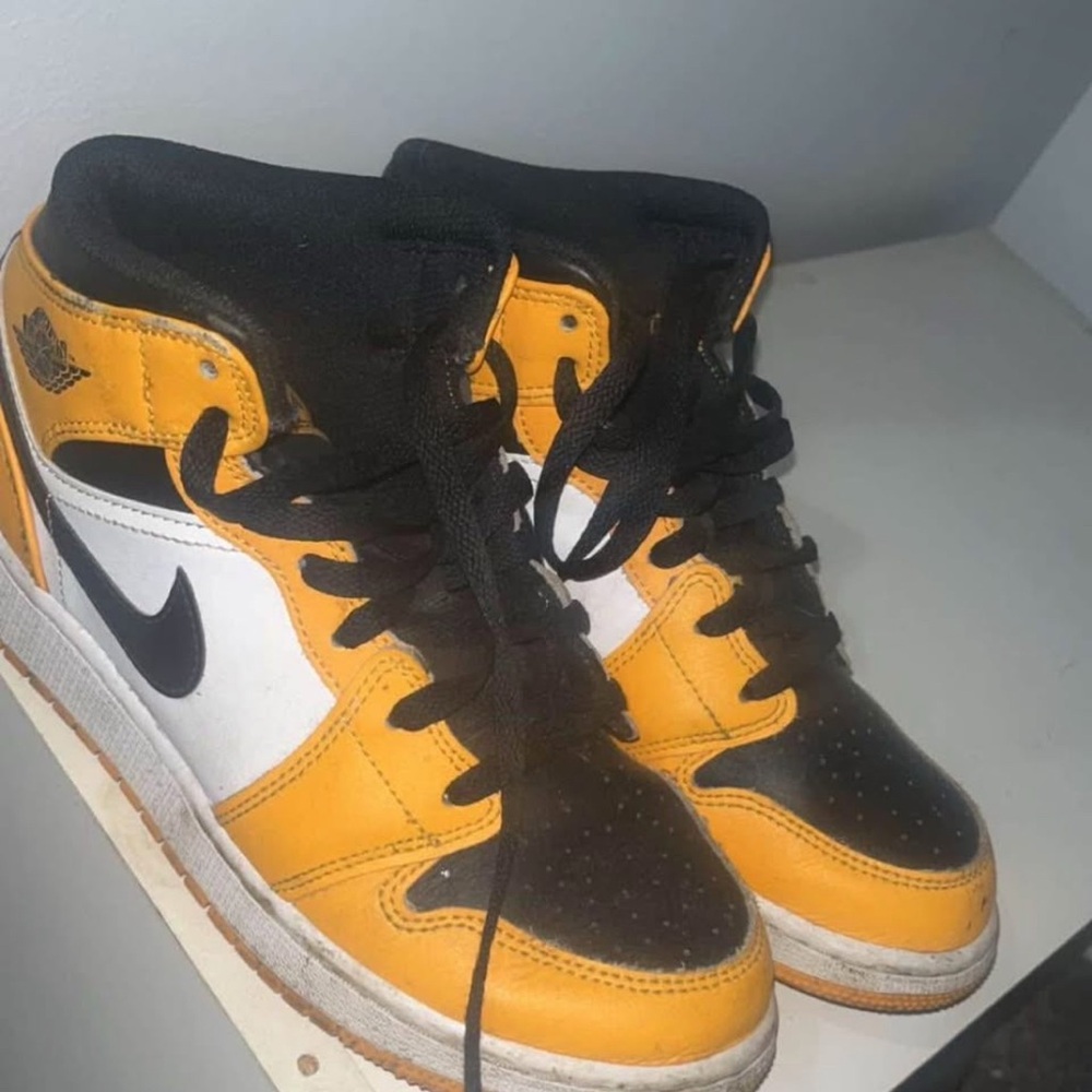 Jordan Black and Yellow High-Top Sneakers - Picture 1 of 1